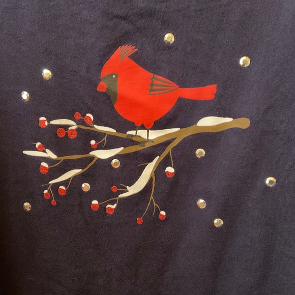 size XL, bust up to 44” inches, cardinal embellished long sleeve shirt, new cond - Picture 8 of 8